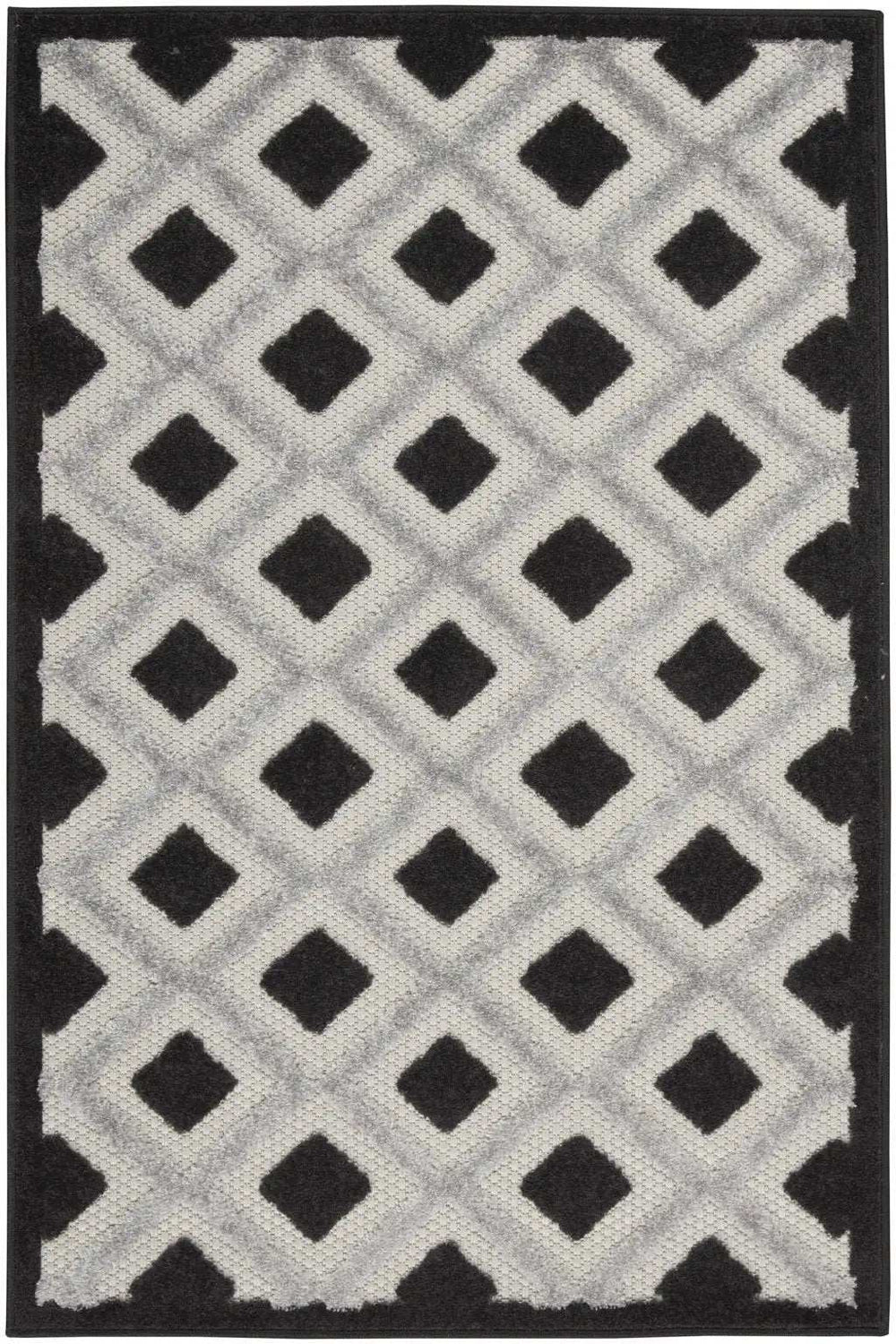 3' X 4' Black And White Gingham Non Skid Indoor Outdoor Area Rug - Homeroots - Flyclothing LLC