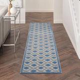 2' X 10' Blue And Grey Gingham Non Skid Indoor Outdoor Runner Rug - Homeroots - Flyclothing LLC