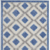 2' X 12' Blue And Grey Gingham Non Skid Indoor Outdoor Runner Rug - Homeroots - Flyclothing LLC