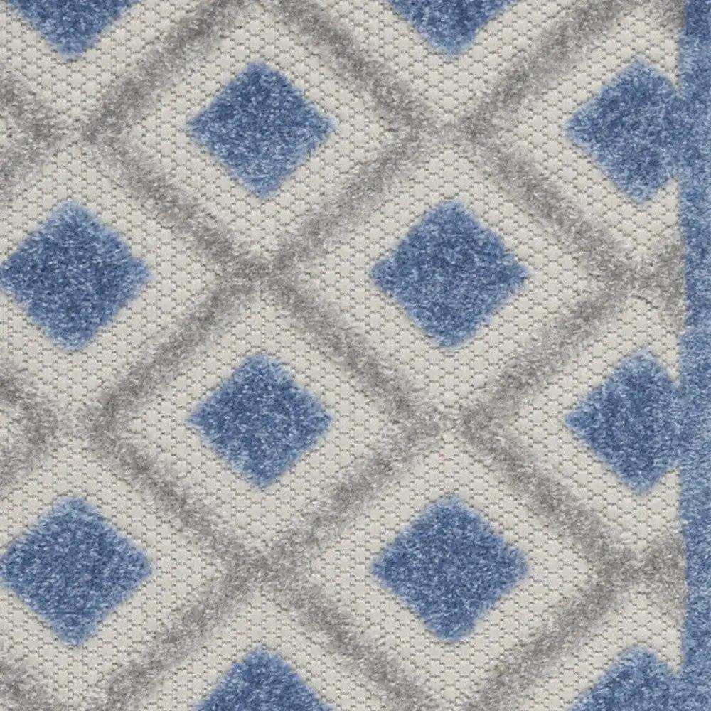 2' X 8' Blue And Grey Gingham Non Skid Indoor Outdoor Runner Rug - Homeroots - Flyclothing LLC