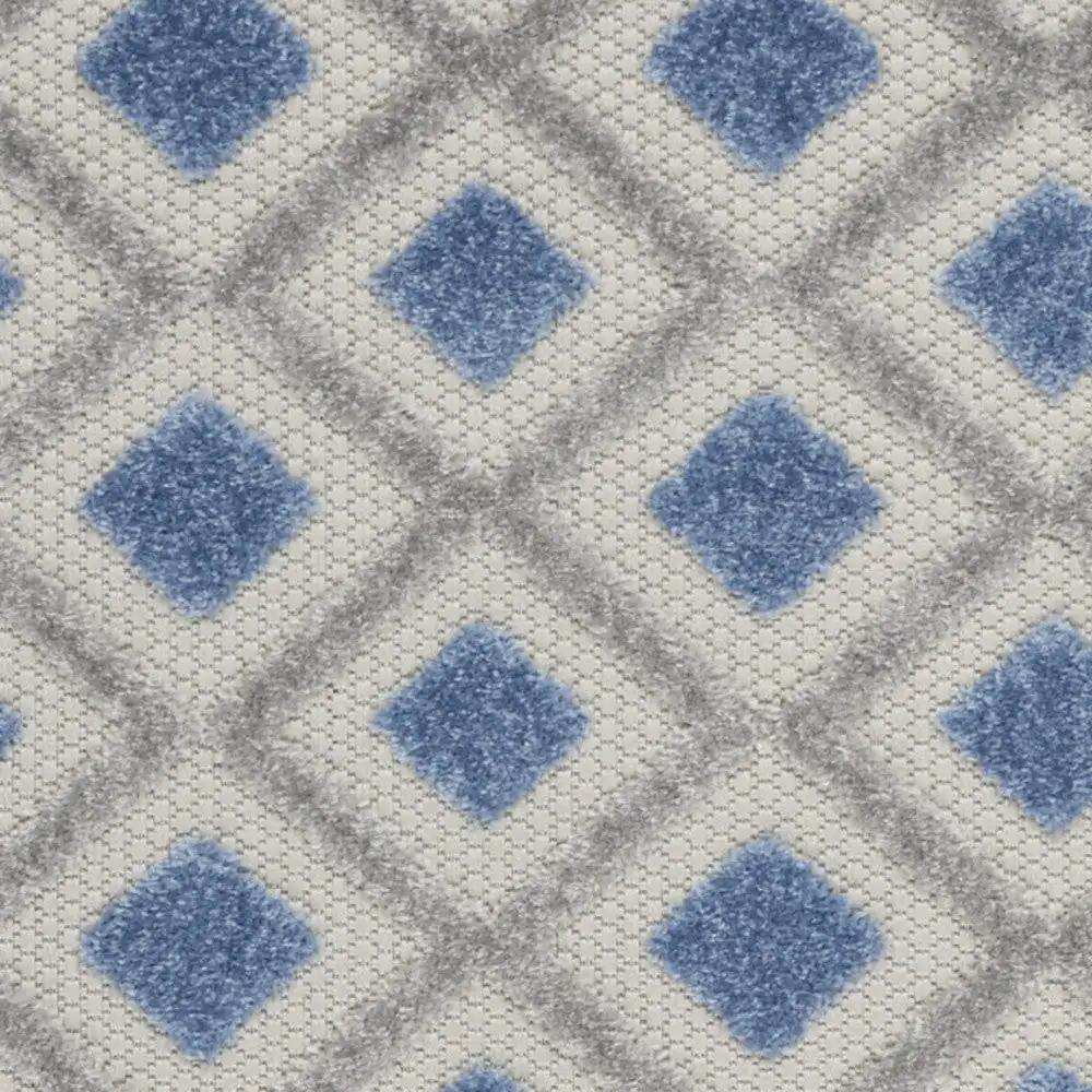 2' X 8' Blue And Grey Gingham Non Skid Indoor Outdoor Runner Rug - Homeroots - Flyclothing LLC