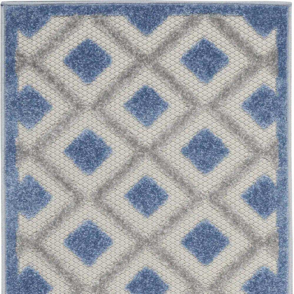 2' X 8' Blue And Grey Gingham Non Skid Indoor Outdoor Runner Rug - Homeroots - Flyclothing LLC