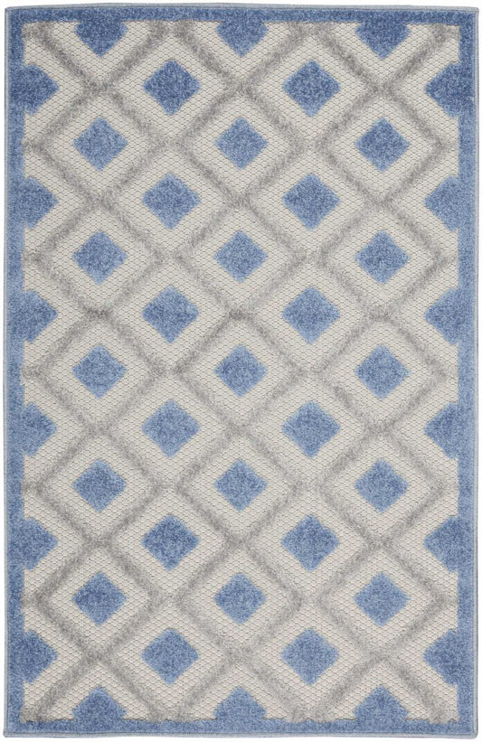 3' X 4' Blue And Grey Gingham Non Skid Indoor Outdoor Area Rug - Homeroots - Flyclothing LLC