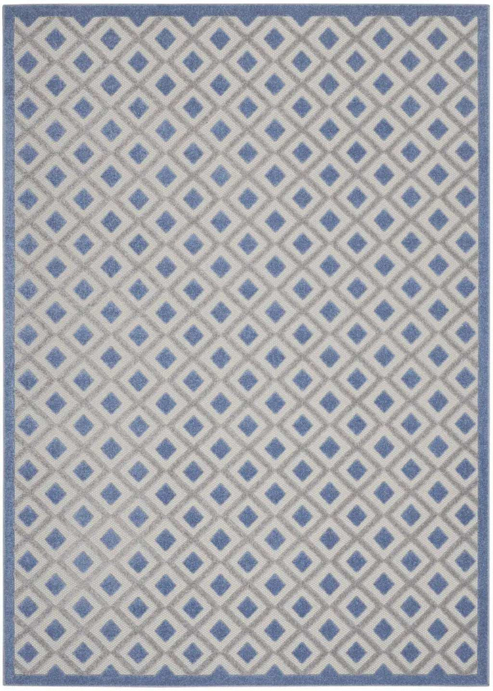 9' X 12' Blue And Grey Gingham Non Skid Indoor Outdoor Area Rug - Homeroots - Flyclothing LLC