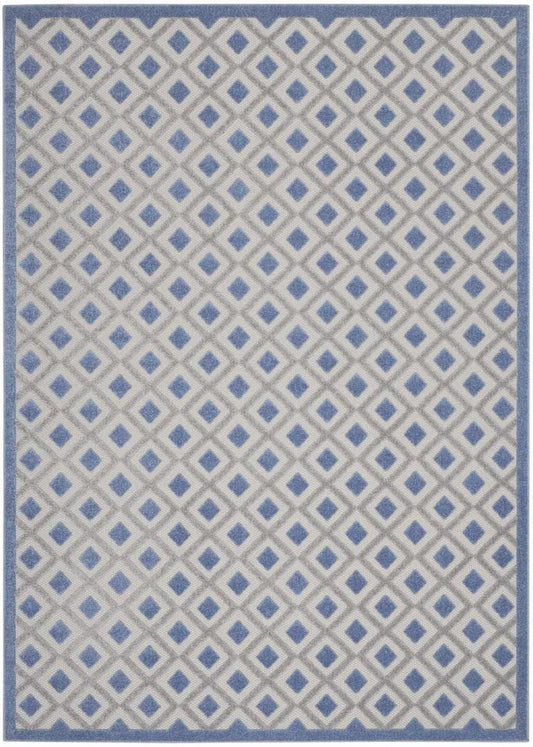 9' X 12' Blue And Grey Gingham Non Skid Indoor Outdoor Area Rug - Homeroots - Flyclothing LLC