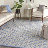 9' X 12' Blue And Grey Gingham Non Skid Indoor Outdoor Area Rug - Homeroots - Flyclothing LLC