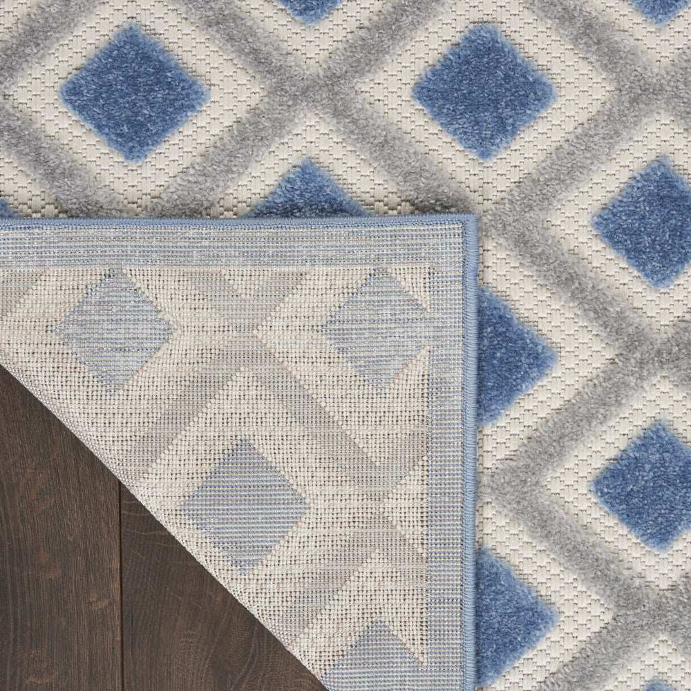 10' X 13' Blue And Grey Gingham Non Skid Indoor Outdoor Area Rug - Homeroots - Flyclothing LLC