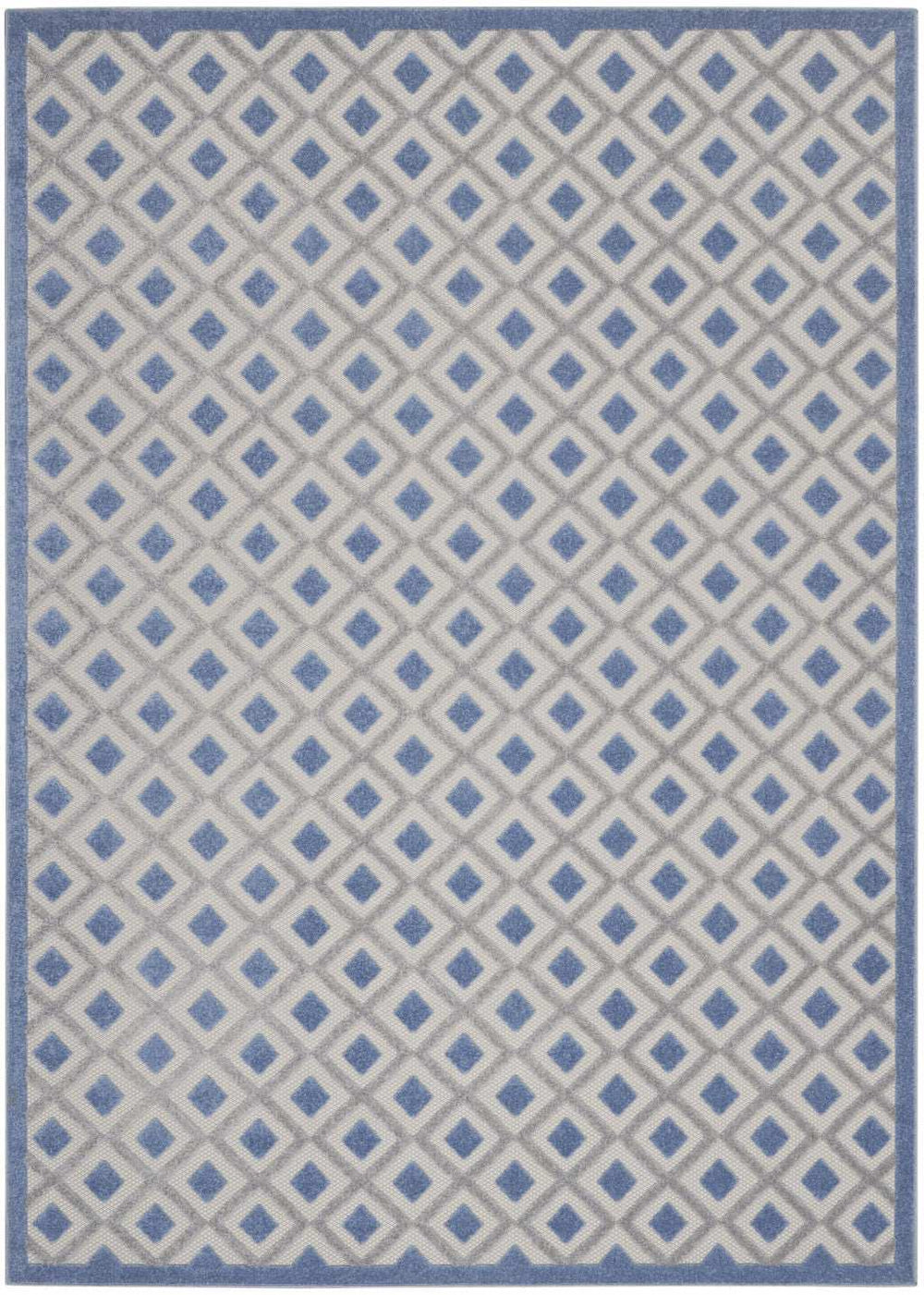 10' X 13' Blue And Grey Gingham Non Skid Indoor Outdoor Area Rug - Homeroots - Flyclothing LLC