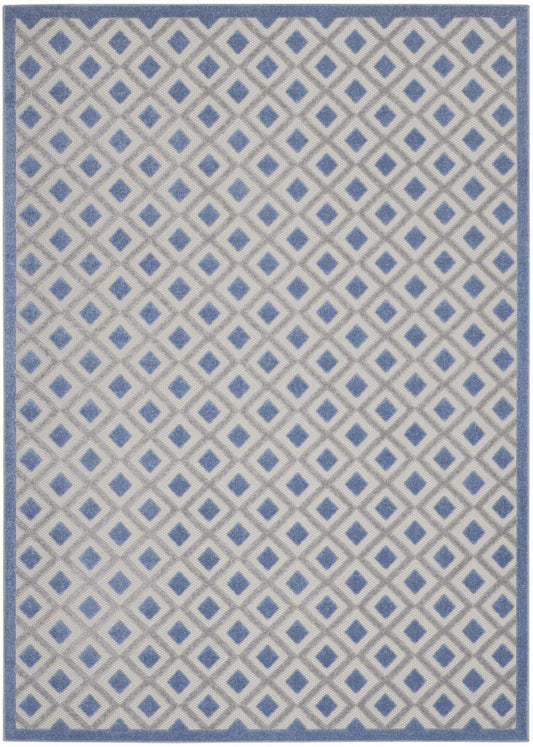 10' X 13' Blue And Grey Gingham Non Skid Indoor Outdoor Area Rug - Homeroots - Flyclothing LLC