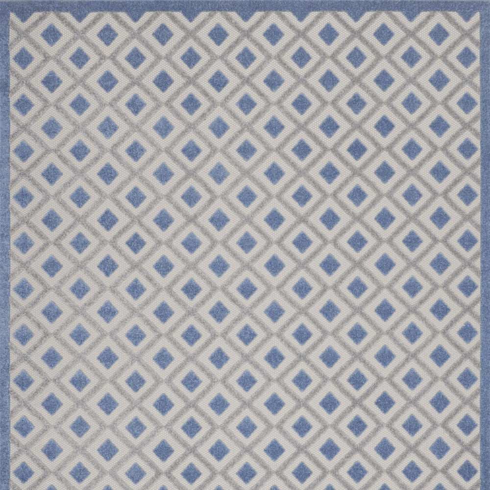 10' X 13' Blue And Grey Gingham Non Skid Indoor Outdoor Area Rug - Homeroots - Flyclothing LLC
