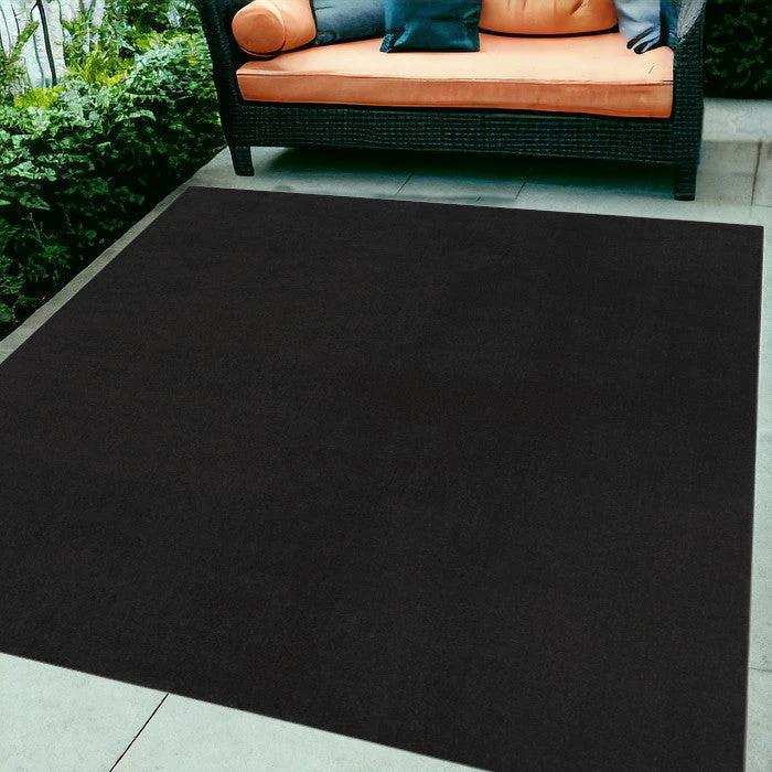 6' X 9' Black Stain Resistant Indoor Outdoor Area Rug - Homeroots - Flyclothing LLC