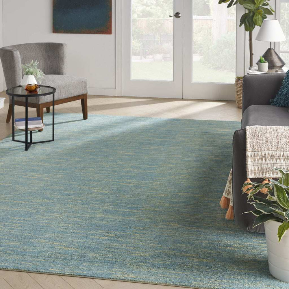 10' X 14' Blue And Green Striped Non Skid Indoor Outdoor Area Rug - Homeroots - Flyclothing LLC
