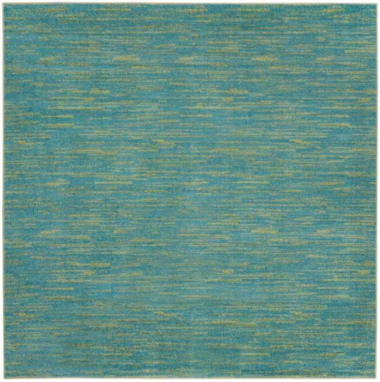 7' X 7' Blue And Green Square Striped Non Skid Indoor Outdoor Area Rug - Homeroots - Flyclothing LLC