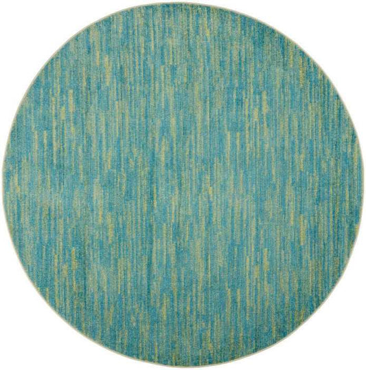 8' X 8' Blue And Green Round Striped Non Skid Indoor Outdoor Area Rug - Homeroots - Flyclothing LLC