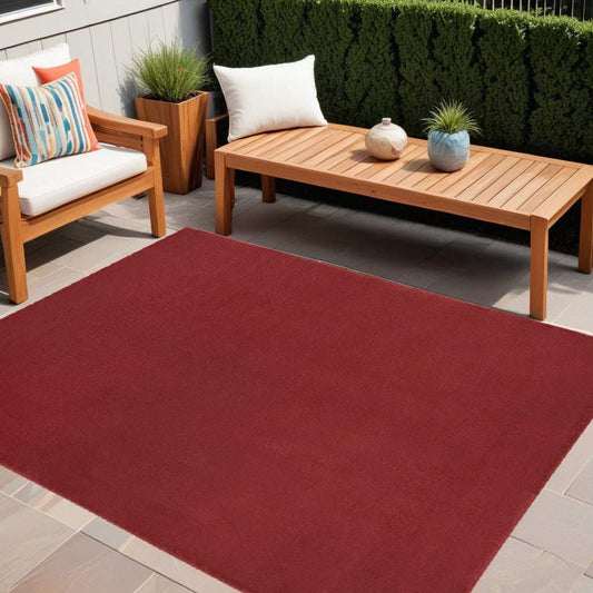 5' X 7' Brick Red Stain Resistant Indoor Outdoor Area Rug - Homeroots - Flyclothing LLC