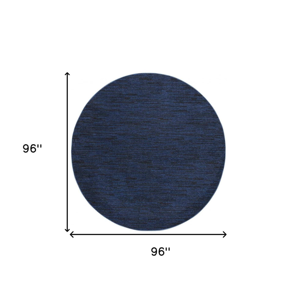8' Midnight Blue Round Stain Resistant Indoor Outdoor Area Rug - Homeroots - Flyclothing LLC