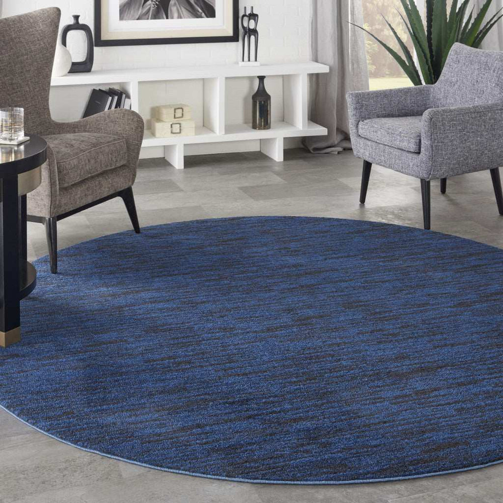 8' Midnight Blue Round Stain Resistant Indoor Outdoor Area Rug - Homeroots - Flyclothing LLC