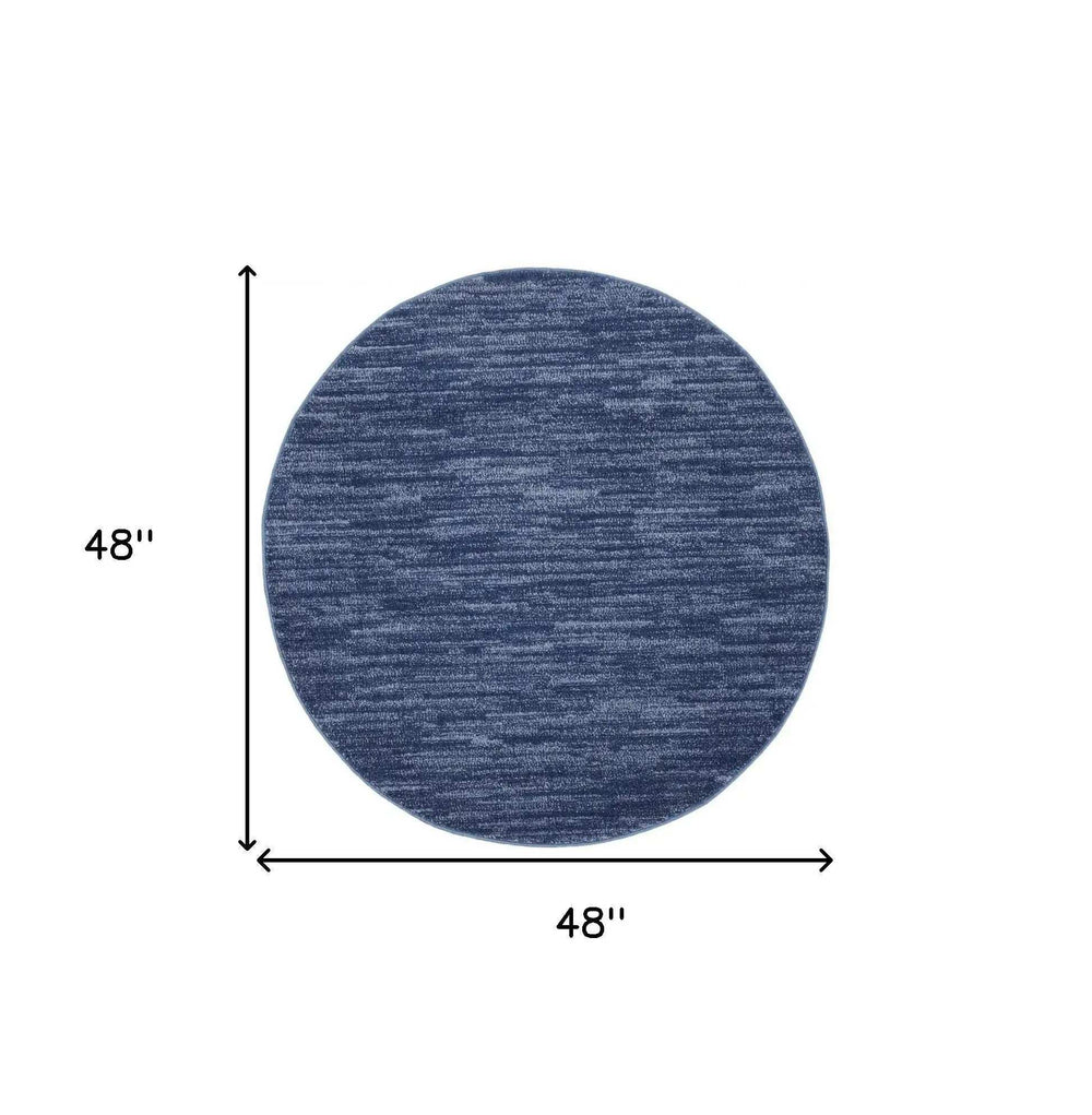 4' Blue Round Non Skid Indoor Outdoor Area Rug - Homeroots - Flyclothing LLC
