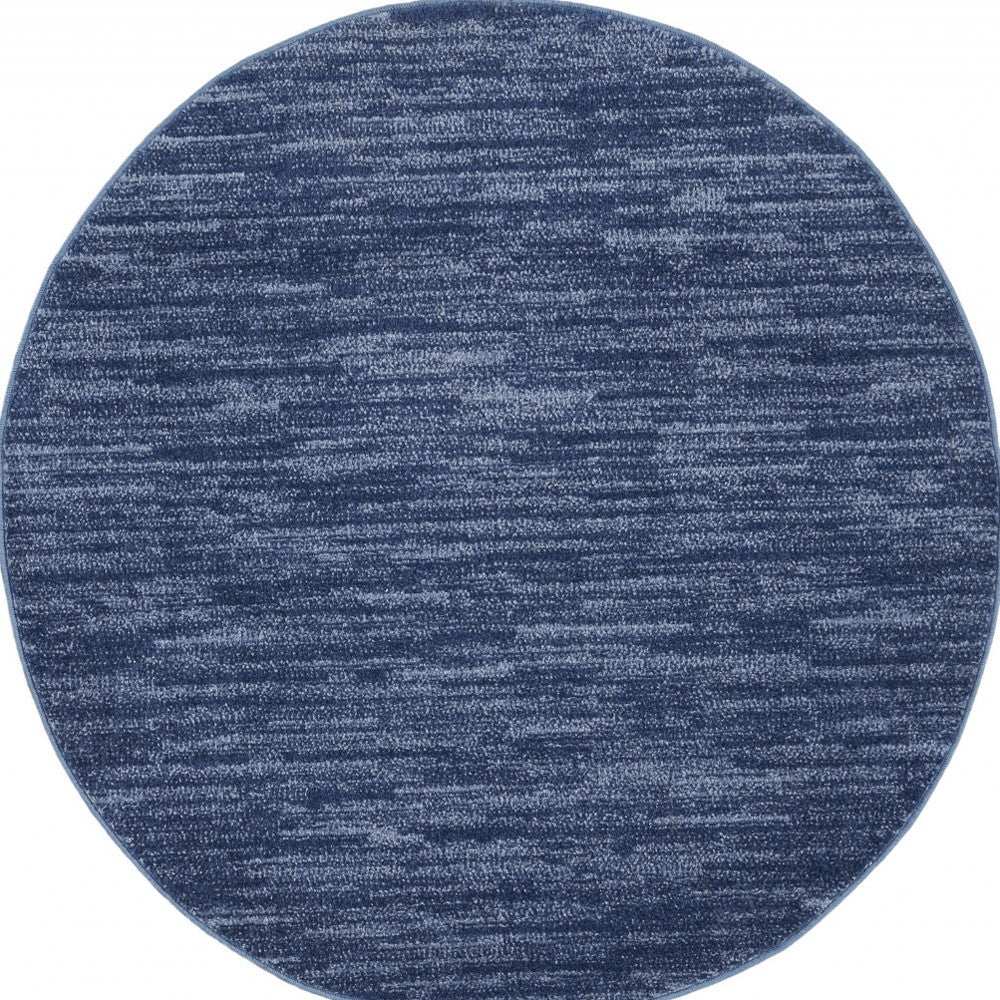 4' Blue Round Non Skid Indoor Outdoor Area Rug - Homeroots - Flyclothing LLC