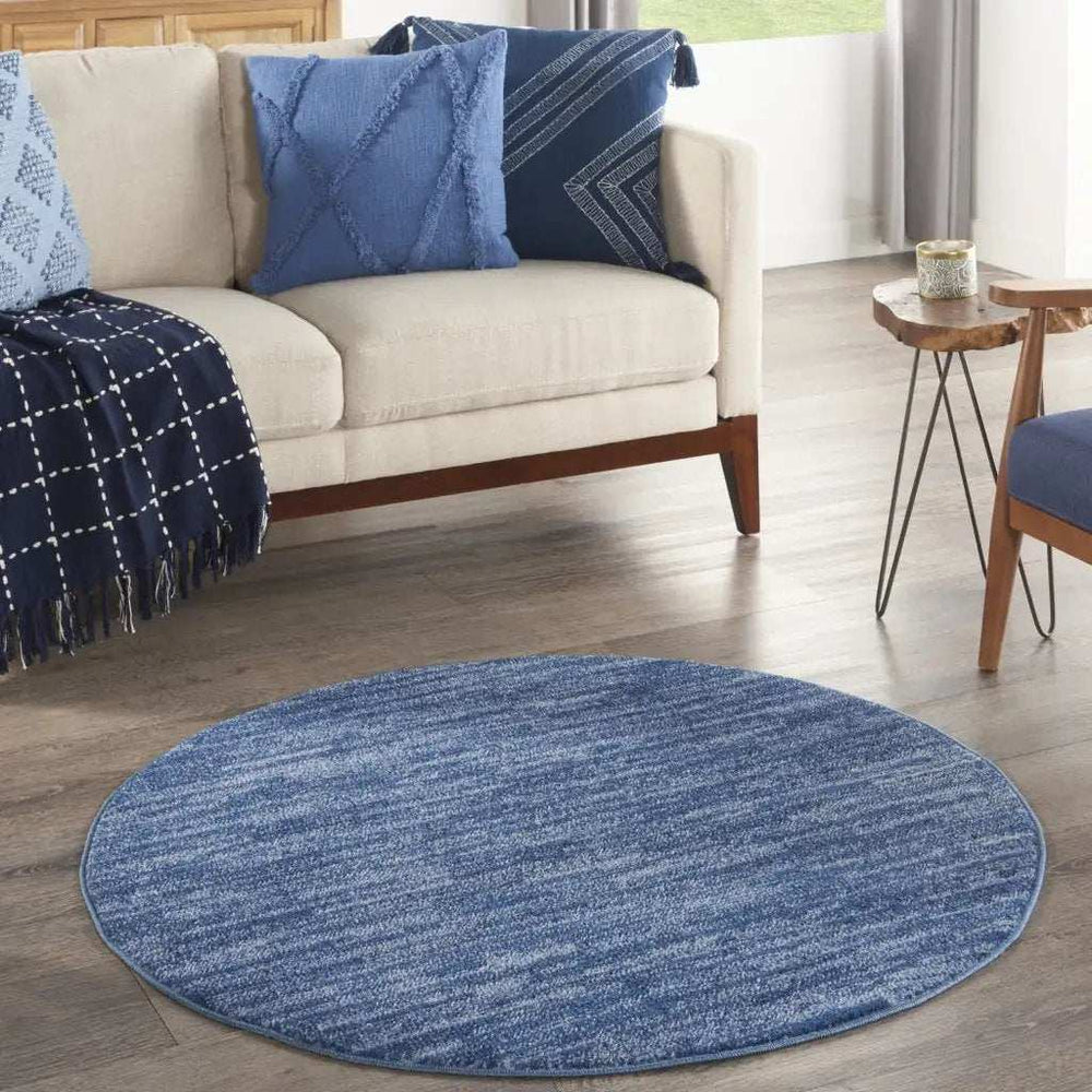 4' Blue Round Non Skid Indoor Outdoor Area Rug - Homeroots - Flyclothing LLC