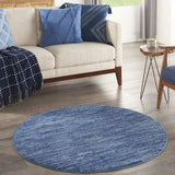 4' Blue Round Non Skid Indoor Outdoor Area Rug - Homeroots - Flyclothing LLC