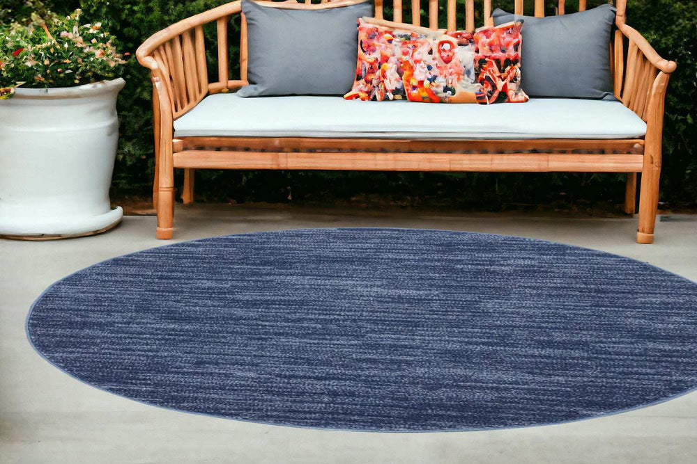 8' Blue Round Non Skid Indoor Outdoor Area Rug - Homeroots - Flyclothing LLC