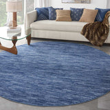 8' Blue Round Non Skid Indoor Outdoor Area Rug - Homeroots - Flyclothing LLC