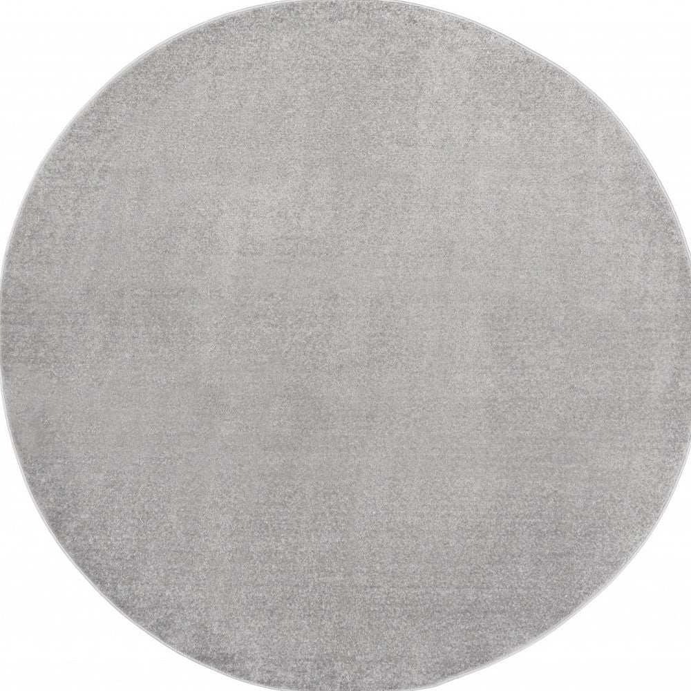 8' X 8' Silver Grey Round Non Skid Indoor Outdoor Area Rug - Homeroots - Flyclothing LLC