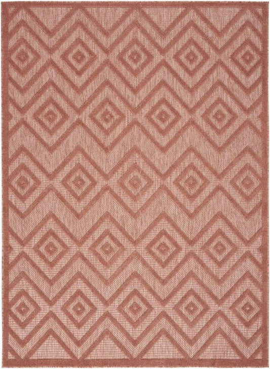 6' X 9' Coral Orange Argyle Indoor Outdoor Area Rug - Homeroots - Flyclothing LLC