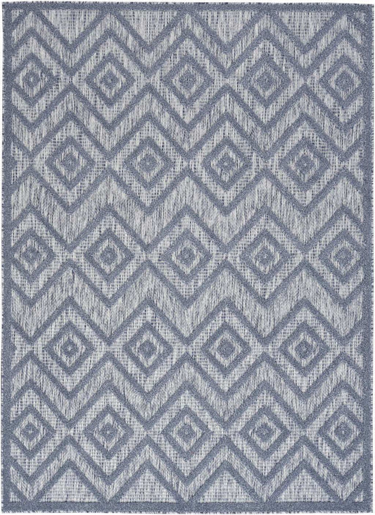 6' X 9' Denim Blue Argyle Indoor Outdoor Area Rug - Homeroots - Flyclothing LLC