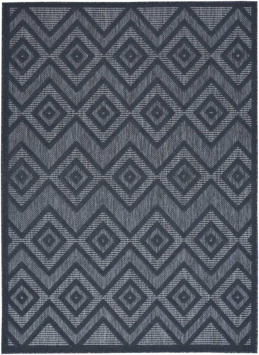 5' X 7' Navy Blue Argyle Indoor Outdoor Area Rug - Homeroots - Flyclothing LLC