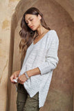 ADORA High-Low Side Slit V-Neck Sweater - Trendsi - Flyclothing LLC