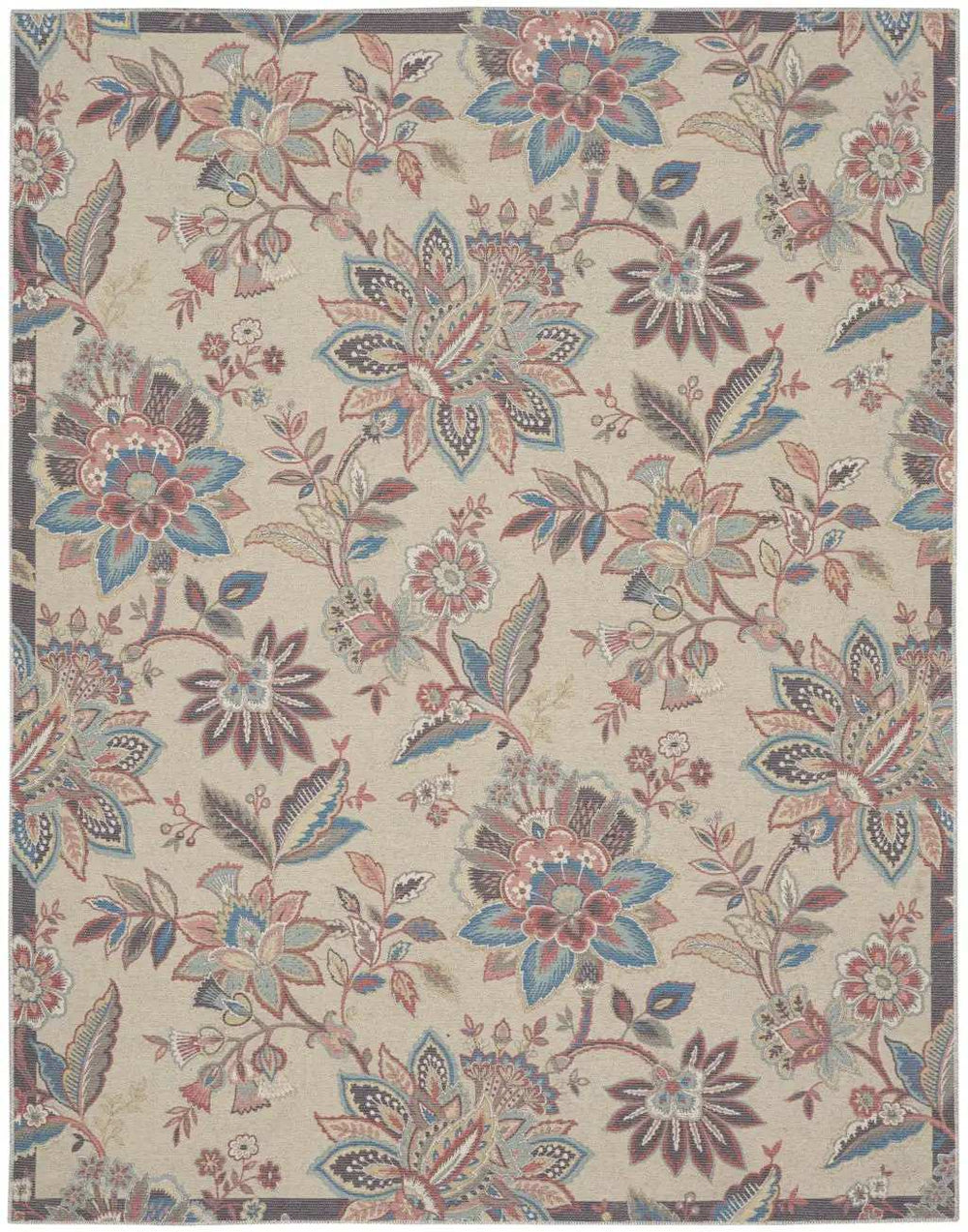 8' X 10' Beige Floral Distressed Washable Area Rug - Homeroots - Flyclothing LLC