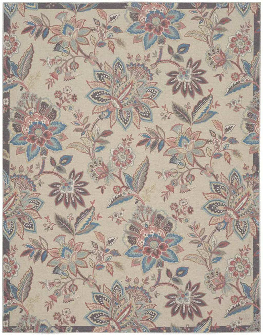 8' X 10' Beige Floral Distressed Washable Area Rug - Homeroots - Flyclothing LLC