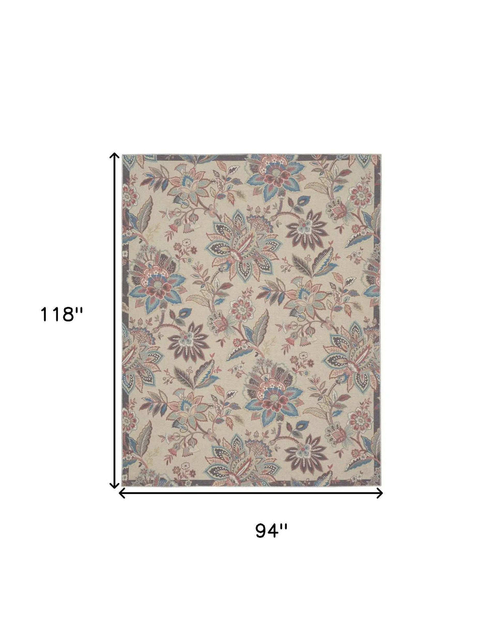 8' X 10' Beige Floral Distressed Washable Area Rug - Homeroots - Flyclothing LLC