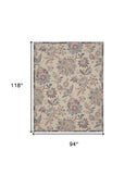 8' X 10' Beige Floral Distressed Washable Area Rug - Homeroots - Flyclothing LLC