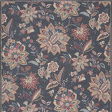 8' X 10' Charcoal Floral Distressed Washable Area Rug - Homeroots - Flyclothing LLC
