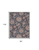8' X 10' Charcoal Floral Distressed Washable Area Rug - Homeroots - Flyclothing LLC
