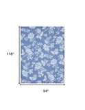 8' X 10' Blue Floral Distressed Washable Area Rug - Homeroots - Flyclothing LLC
