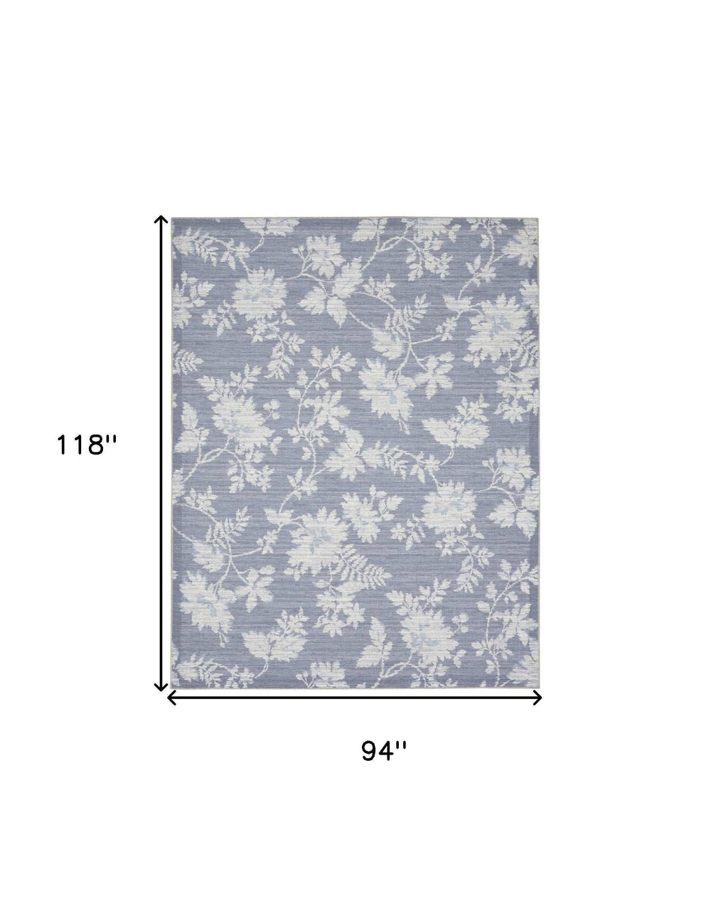 8' X 10' Grey Floral Distressed Washable Area Rug - Homeroots - Flyclothing LLC