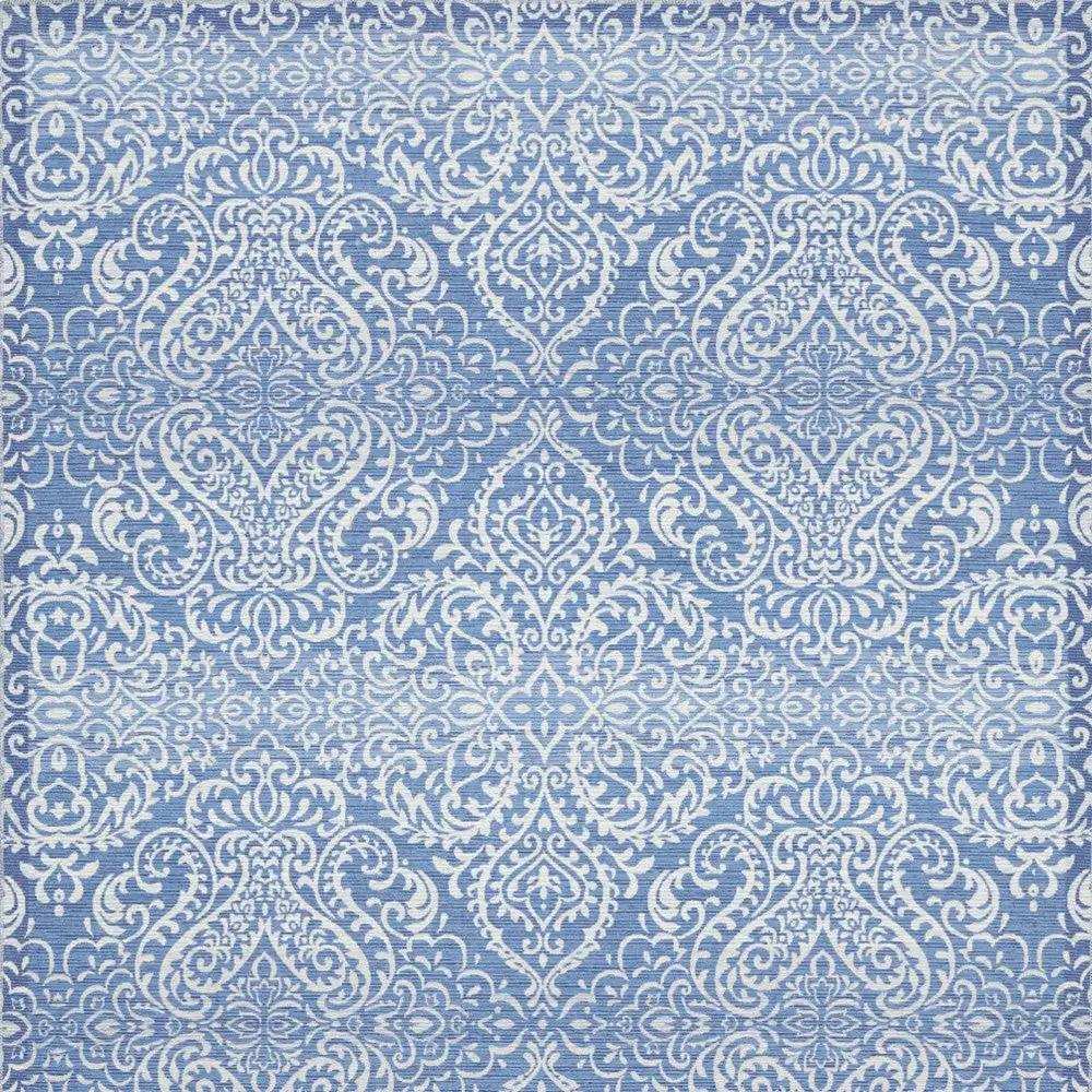 8' X 10' Blue Floral Distressed Washable Area Rug - Homeroots - Flyclothing LLC