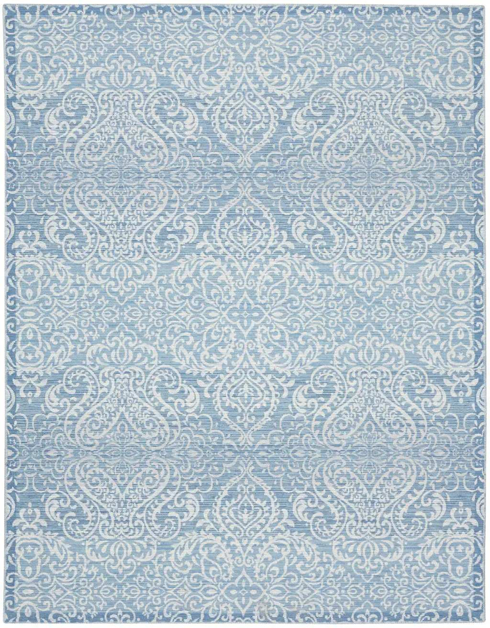 8' X 10' Blue Floral Distressed Washable Area Rug - Homeroots - Flyclothing LLC