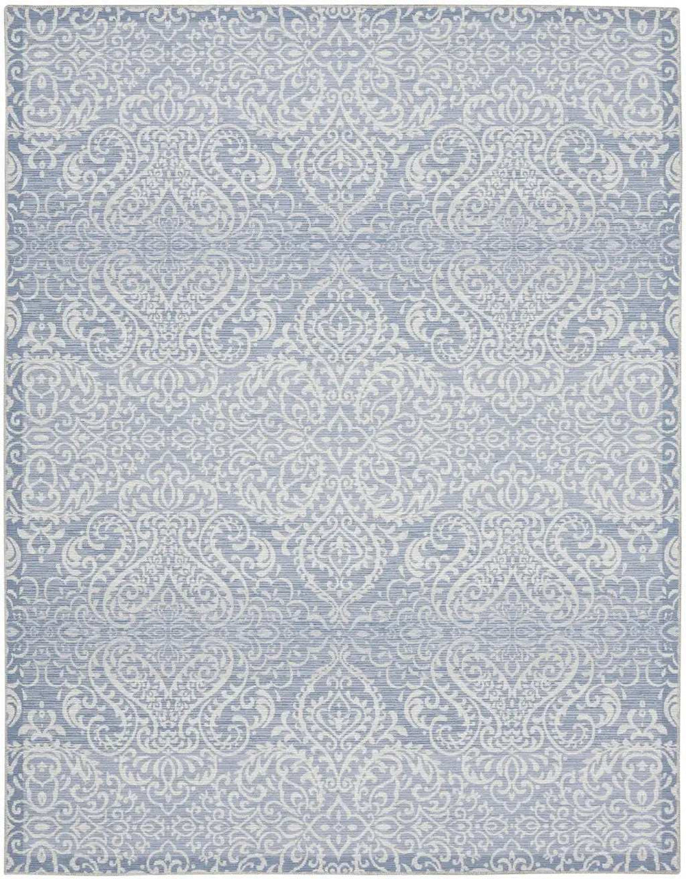 8' X 10' Slate Damask Distressed Washable Area Rug - Homeroots - Flyclothing LLC