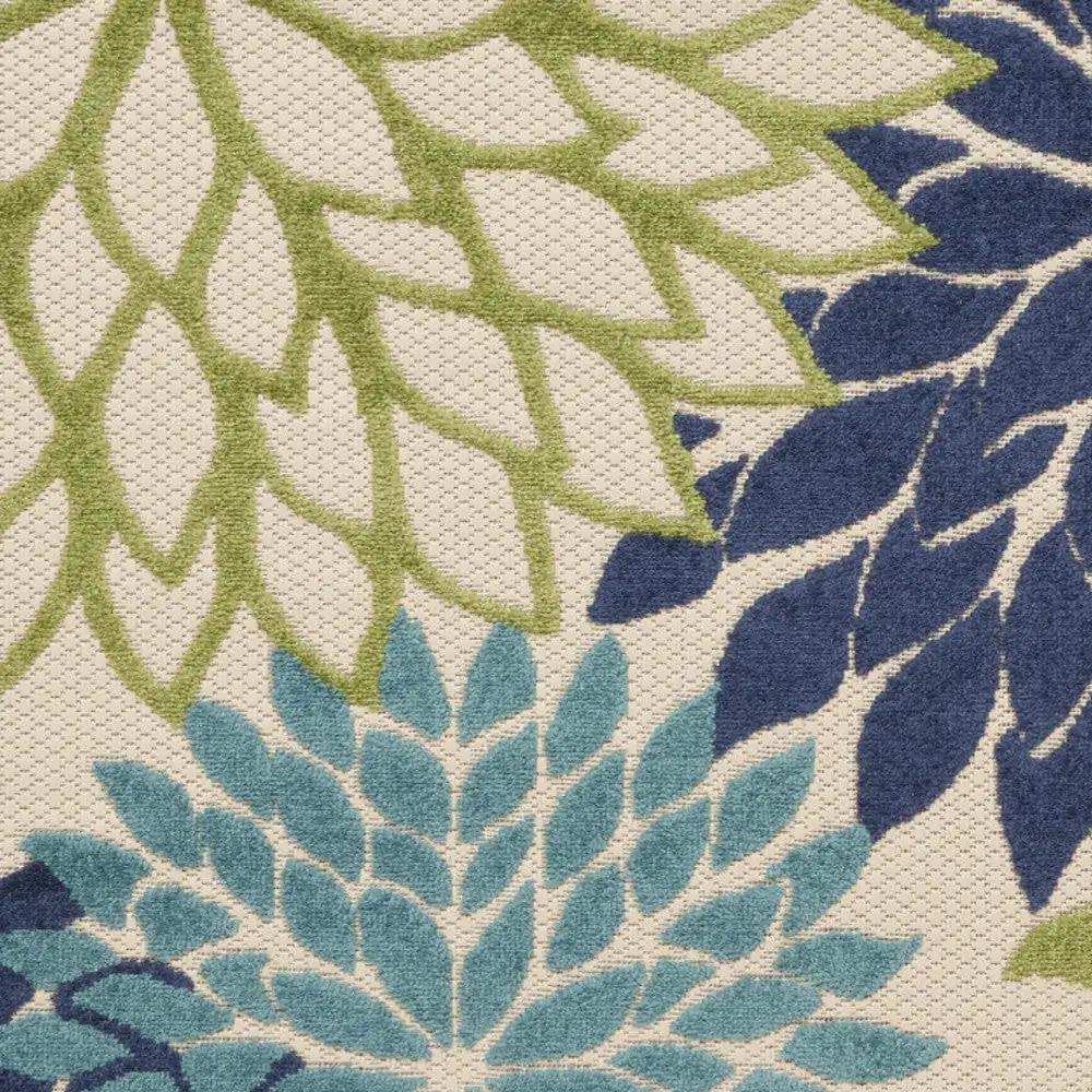 3' X 5' Cream And Blue Floral Non Skid Indoor Outdoor Area Rug - Homeroots - Flyclothing LLC