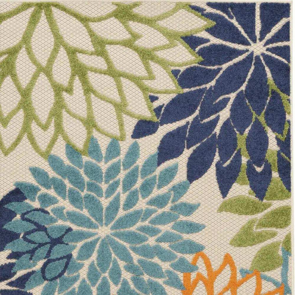 3' X 5' Cream And Blue Floral Non Skid Indoor Outdoor Area Rug - Homeroots - Flyclothing LLC