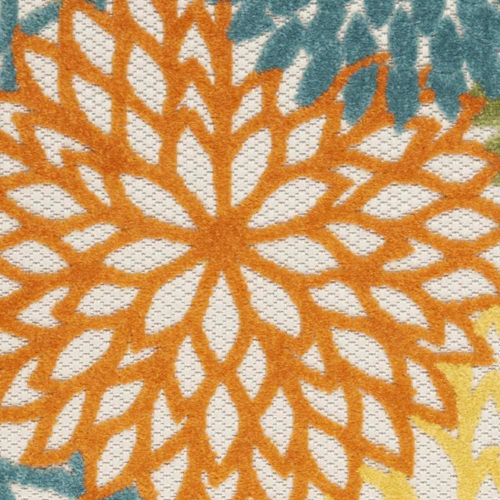 2' X 6' Turquoise Floral Non Skid Indoor Outdoor Runner Rug - Homeroots - Flyclothing LLC