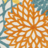 2' X 12' Turquoise Floral Non Skid Indoor Outdoor Runner Rug - Homeroots - Flyclothing LLC