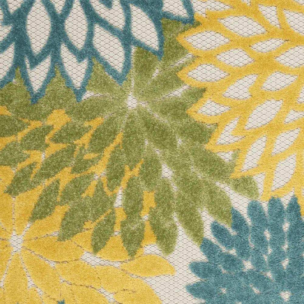 3' X 4' Turquoise Floral Non Skid Indoor Outdoor Area Rug - Homeroots - Flyclothing LLC