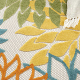 4' X 4' Turquoise Round Floral Non Skid Indoor Outdoor Area Rug - Homeroots - Flyclothing LLC