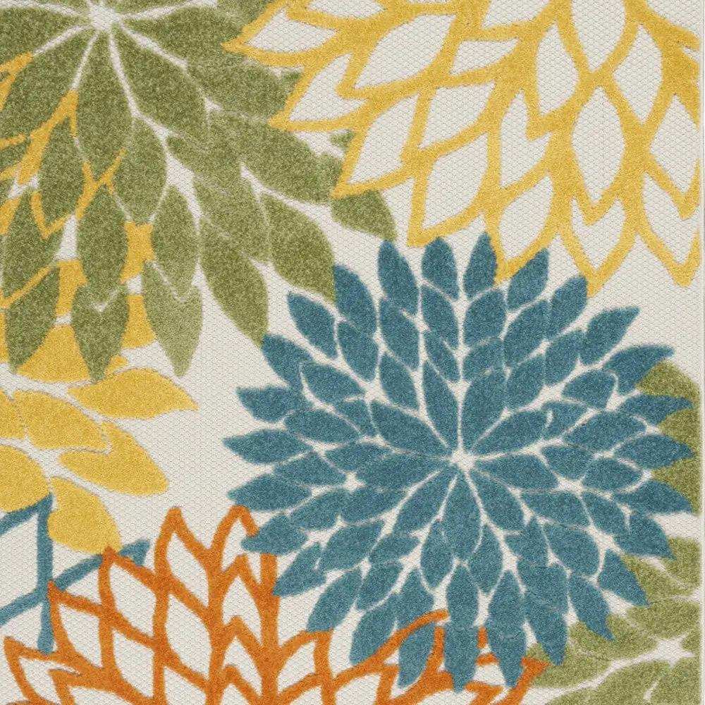 5' X 7' Turquoise Floral Non Skid Indoor Outdoor Area Rug - Homeroots - Flyclothing LLC